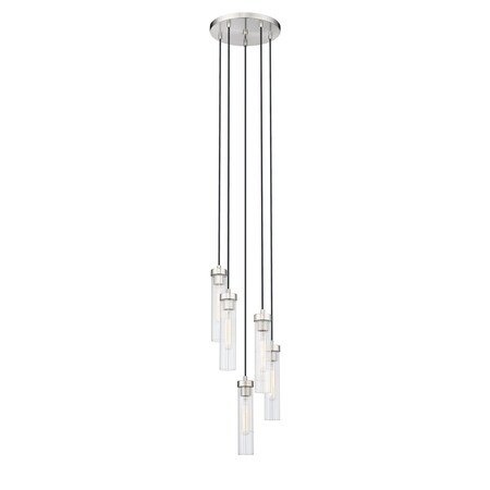 Z-Lite Beau Chandelier, 5-Light, 12 In.W x 12.75 In.H, Brushed Nickel/Clear 740P-5R-BN
